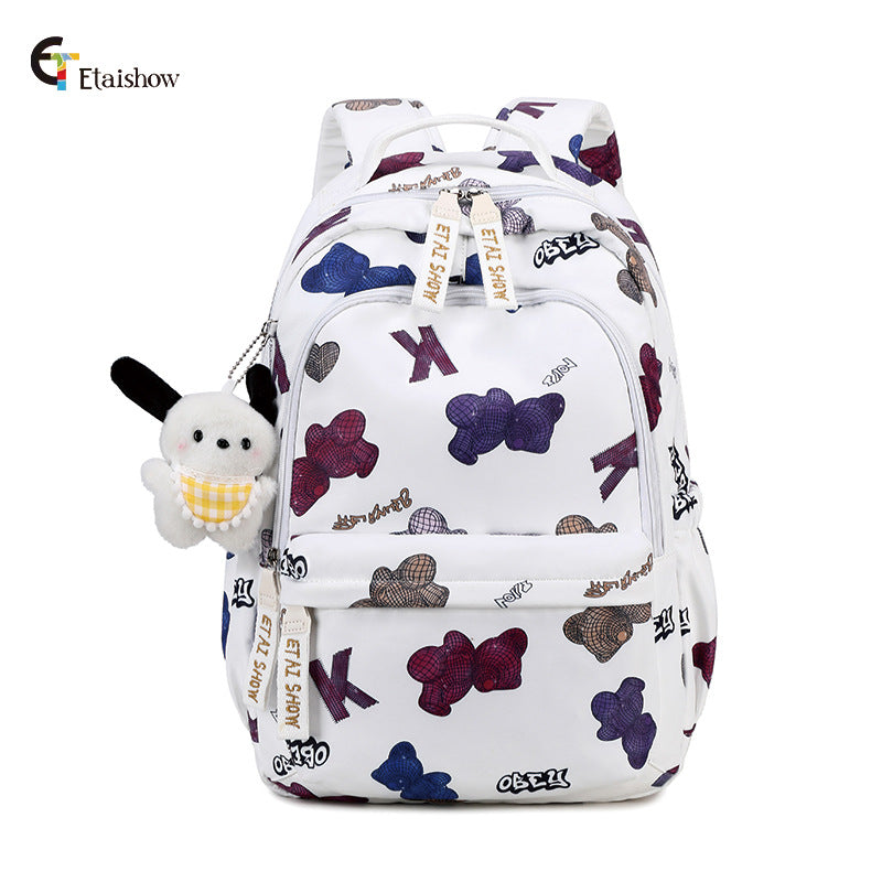 Women's For Junior Cute Cat Print Large Backpacks