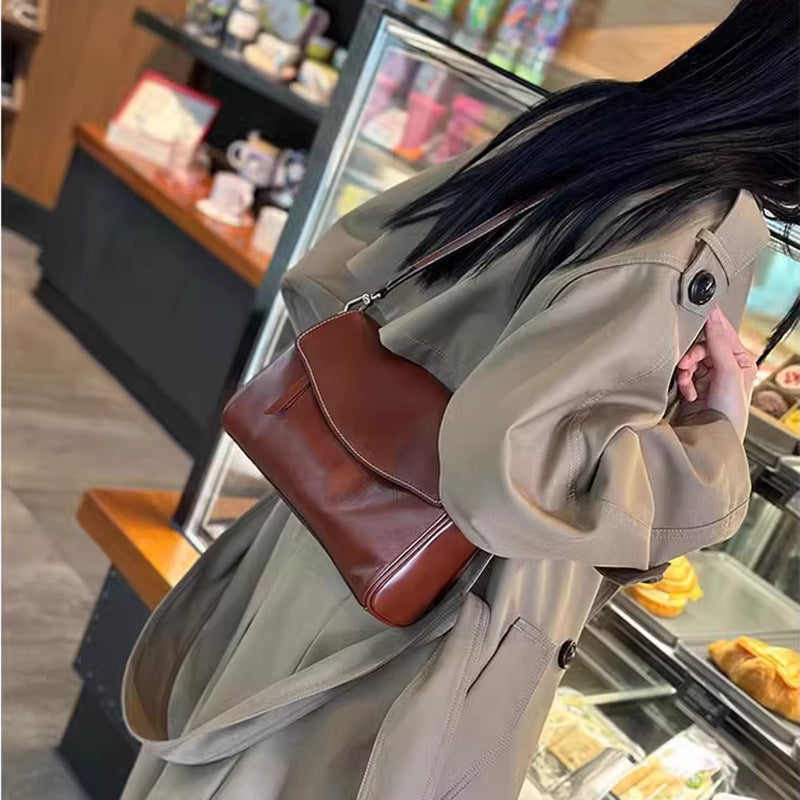 Women's For Woman Underarm Cowhide Retro High Shoulder Bags