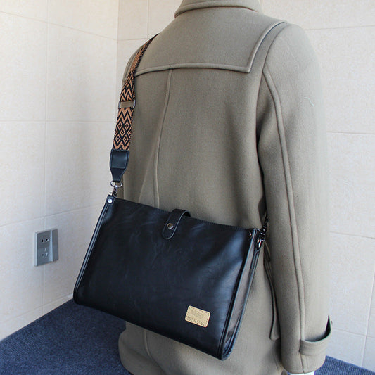 Men's Commute Style Niche Lightweight Soft Leather Men's Messenger Bags