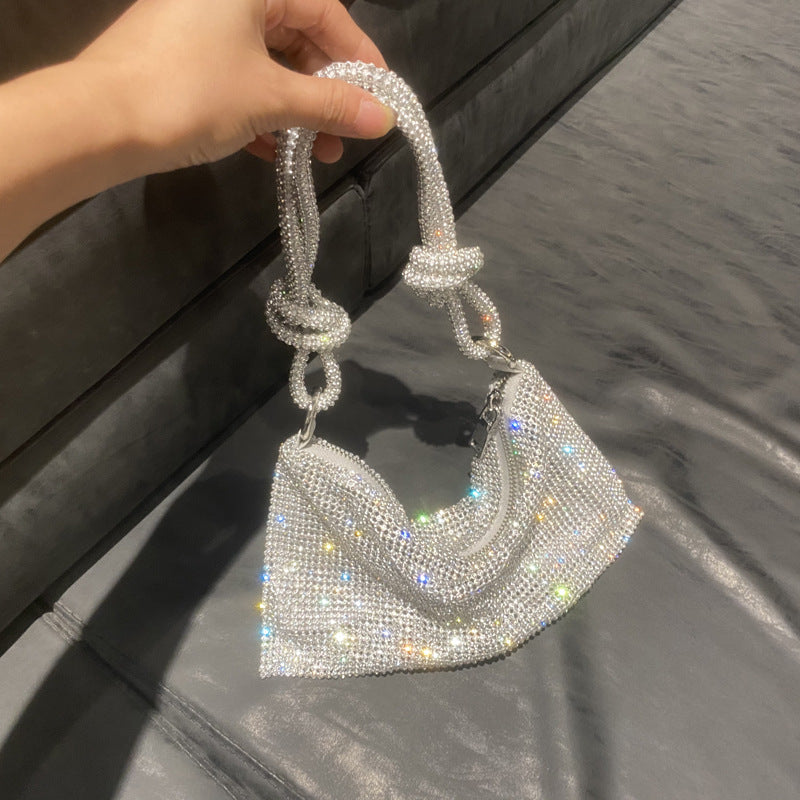Attractive Women's Rhinestone Underarm Pink Clutch Shoulder Bags