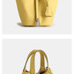 Layer Cowhide Lychee Pattern Solid Color Bucket Bags