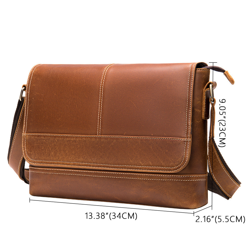 Men's Genuine Leather Retro Cowhide Large Capacity Men's Shoulder Bags