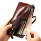 Men's Wax Leather First Layer Cowhide Zipper Men's Wallets