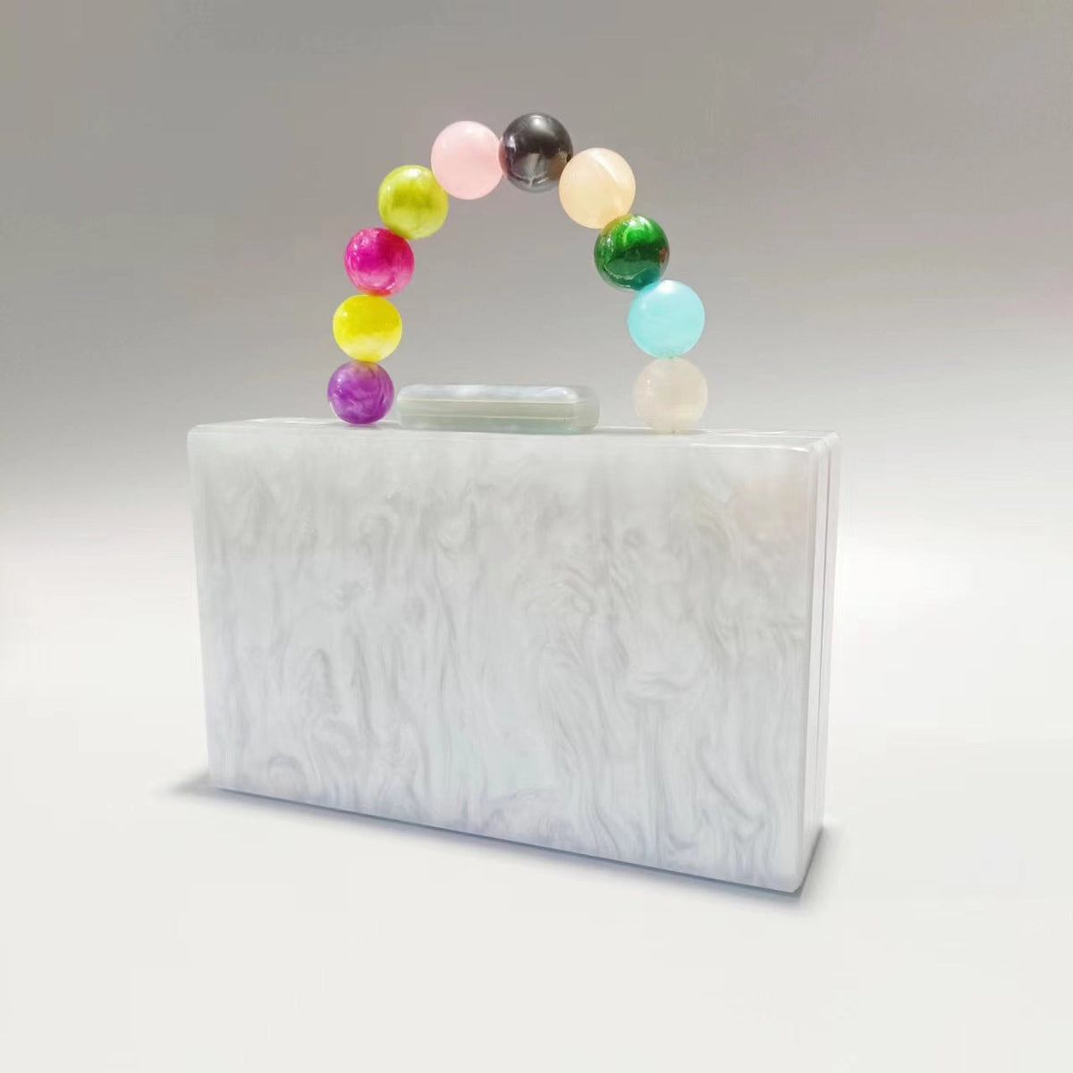 Women's Elegant Pearlescent Acrylic Beaded Wrist Hand-held Evening Bags