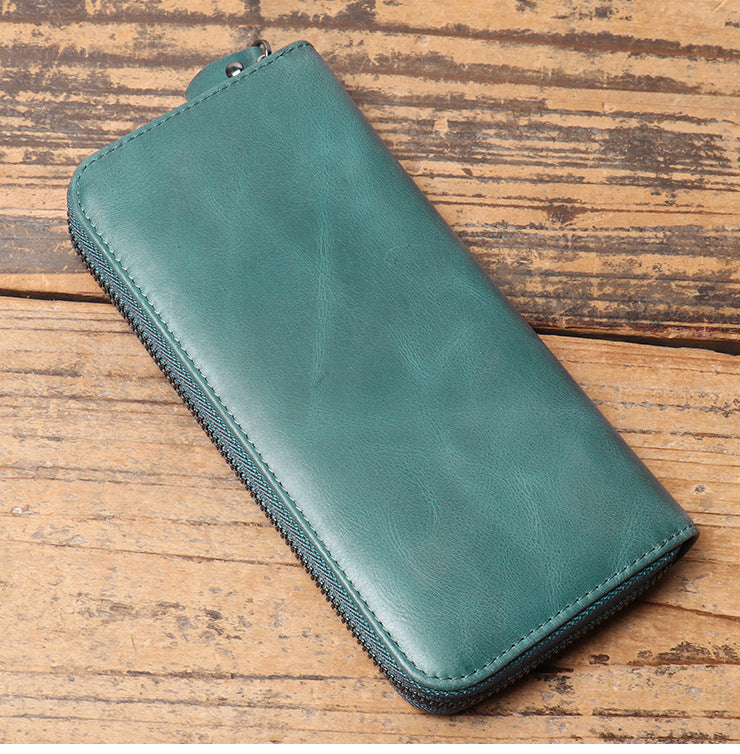 Women's & Men's & Antique Oil Wax Leather Multiple Ladies Wallets
