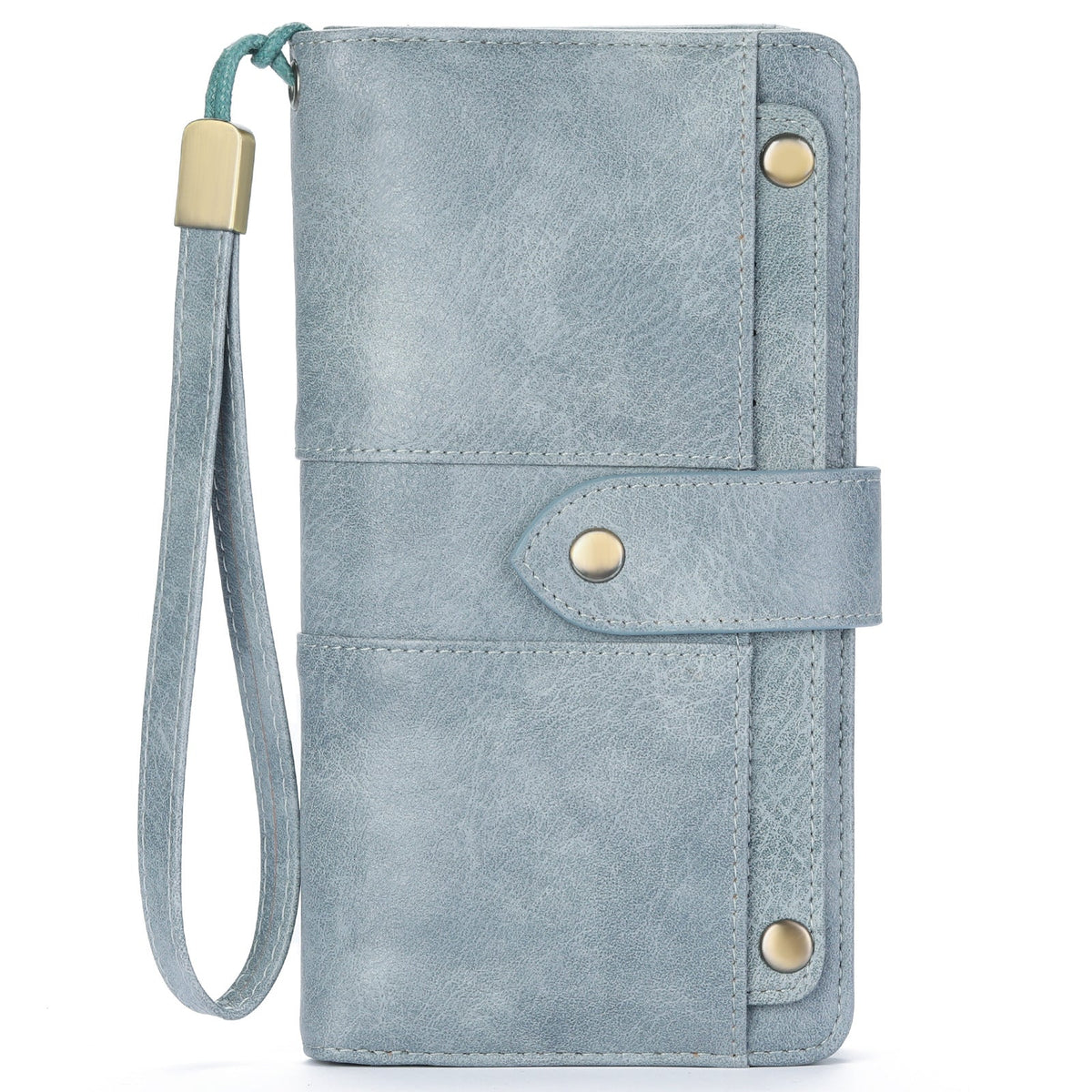 Women's Long Retro Oil Wax Skin Trifold Ladies Wallets