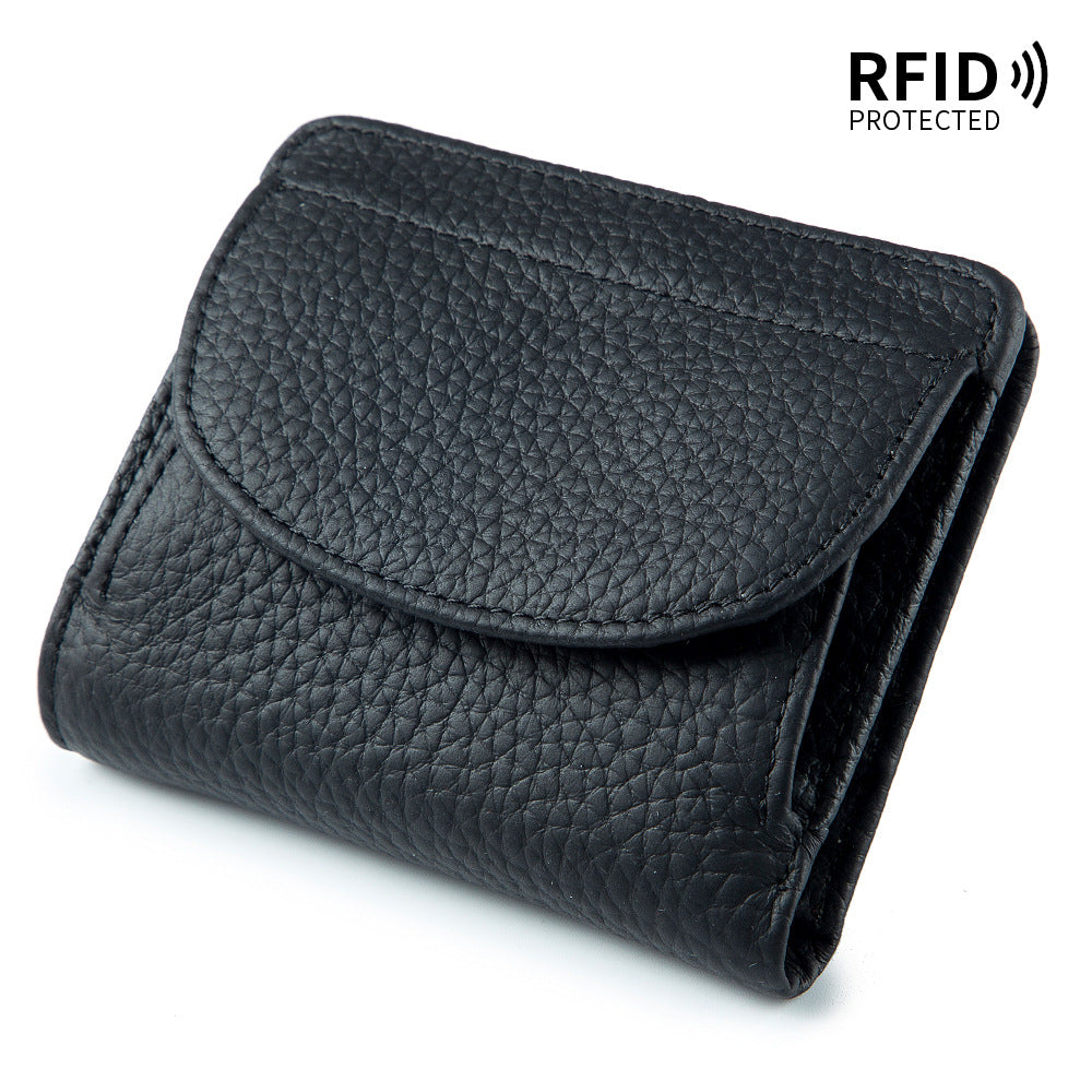 Mini Folding Simple Genuine Leather Female Ladies Wallets