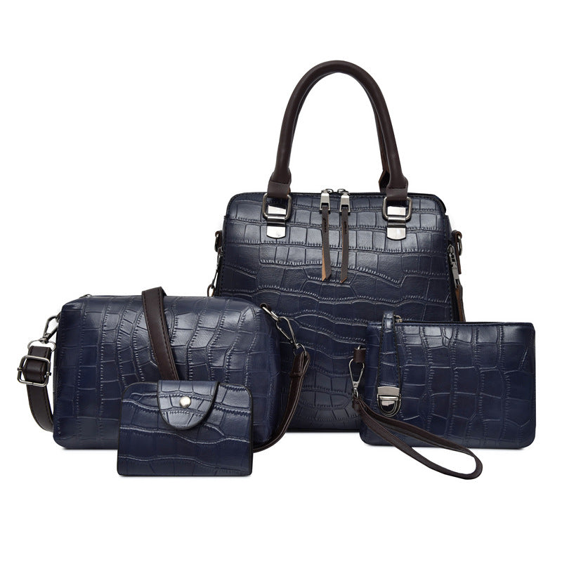 Women's Crocodile Pattern Portable Mother Retro Lady's Handbags