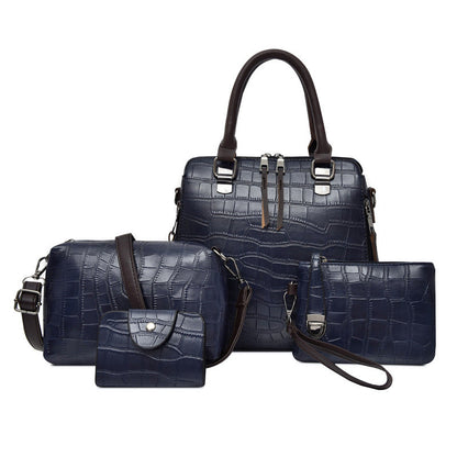 Women's Crocodile Pattern Portable Mother Retro Lady's Handbags