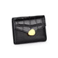 Women's Leather Short Cowhide Crocodile Pattern Three Folding Ladies Wallets