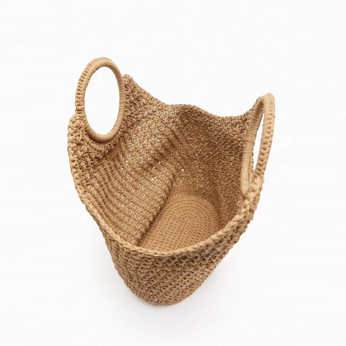 Hand-woven Straw Vacation Style Khaki Large Bags
