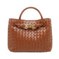 Women's Metal Cord Fastener Woven Portable Large Handbags