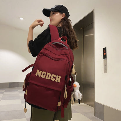 Female College High Wine Red Junior Primary Large Backpacks