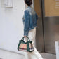 Genuine Leather Plaid Canvas Live Streaming Handbags