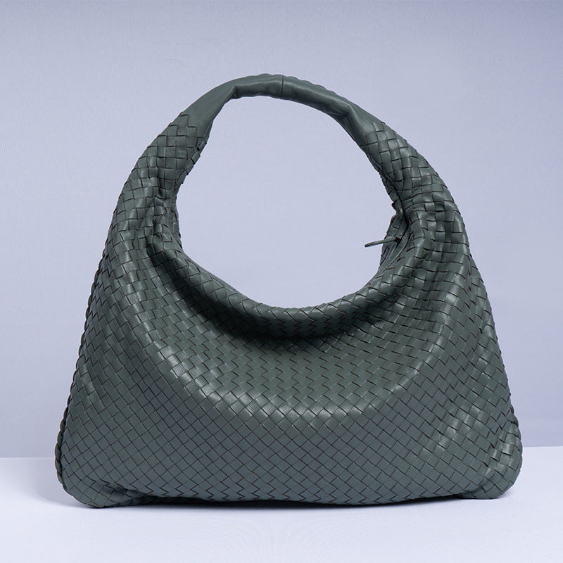 Women's Handmade Sheepskin Woven Fashion Leather Pillow Crossbody Bags