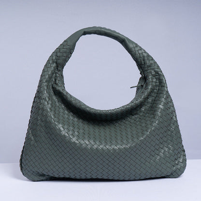 Women's Handmade Sheepskin Woven Fashion Leather Pillow Crossbody Bags