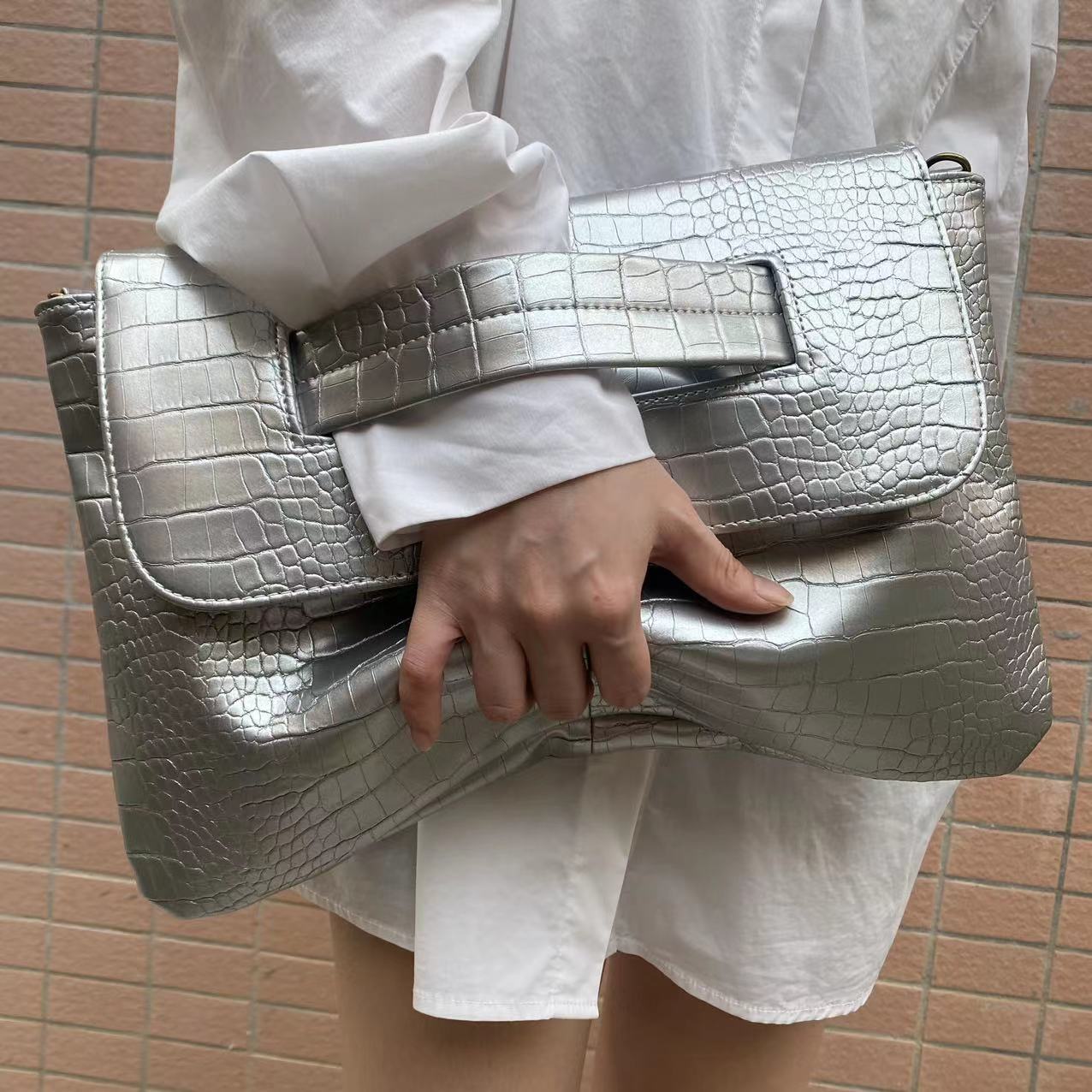 Pattern Strap Clutch Large Capacity File Handbags