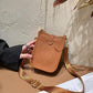Layer Cowhide Lychee Pattern Unisex Leather Phone Bags