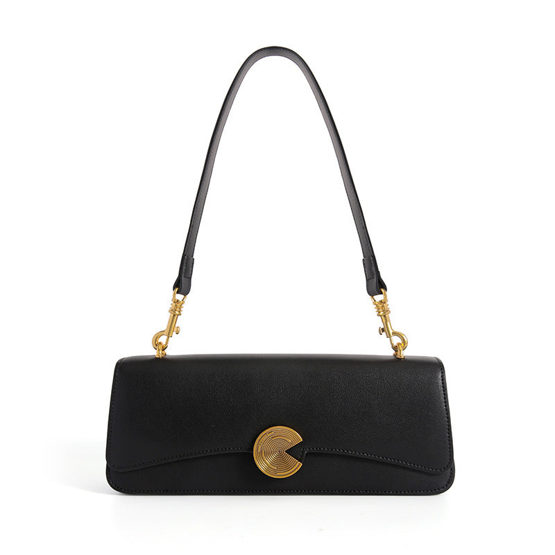 Women's Cowhide Underarm High-grade Portable Baguette Female Shoulder Bags