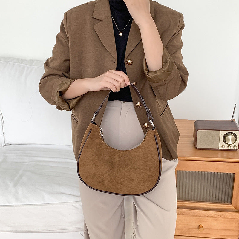 Women's Faux Suede Portable Selenodont Minority Vintage Handbags