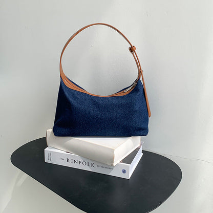 Women's Style Stitching Denim High Sense Niche Shoulder Bags