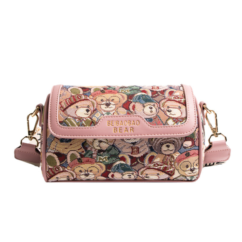 Women's Cartoon Little Bear Pattern Fashion Color Contrast Bags