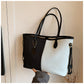 Women's Large Capacity Denim Fashion Stitching Contrast Shoulder Bags