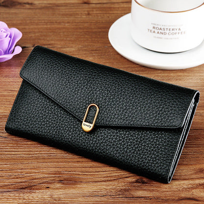 Women's Top Layer Cowhide Leather Long Large Ladies Wallets