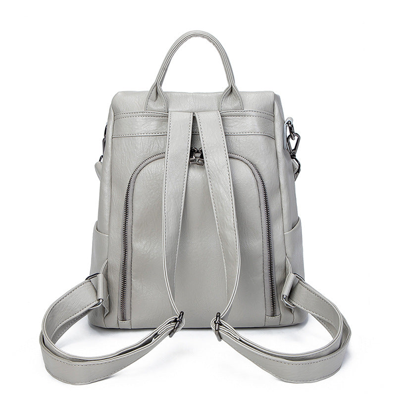 Versatile Soft Leather Large Capacity Leisure Backpacks