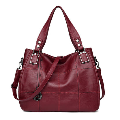 Women's Large Capacity Korean Stitching Embroidery Thread Crossbody Bags