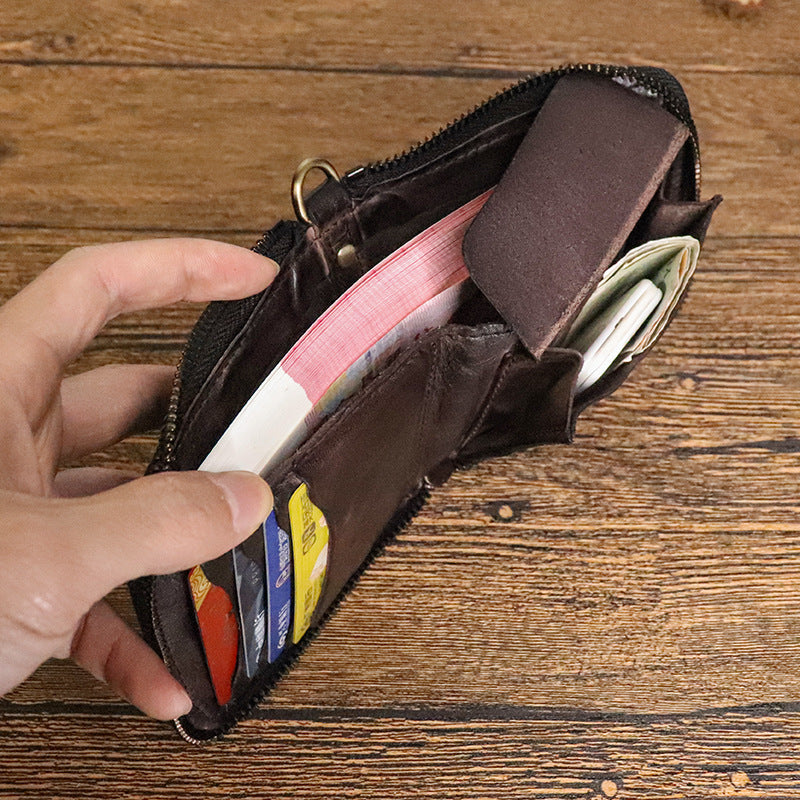 Leather Retro Short Vegetable Tanned Washed Cowhide Unique Men's Wallets