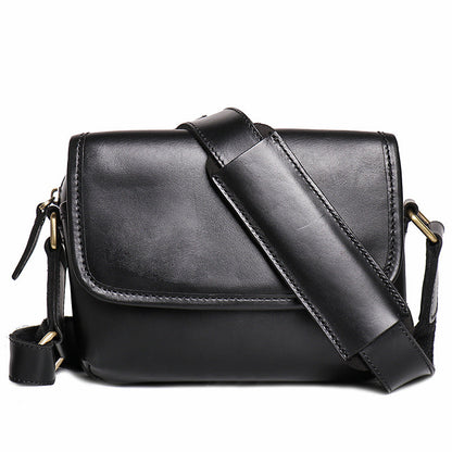 Women's & Men's Crazy Horse Leather Retro Large Capacity Small Square Bags