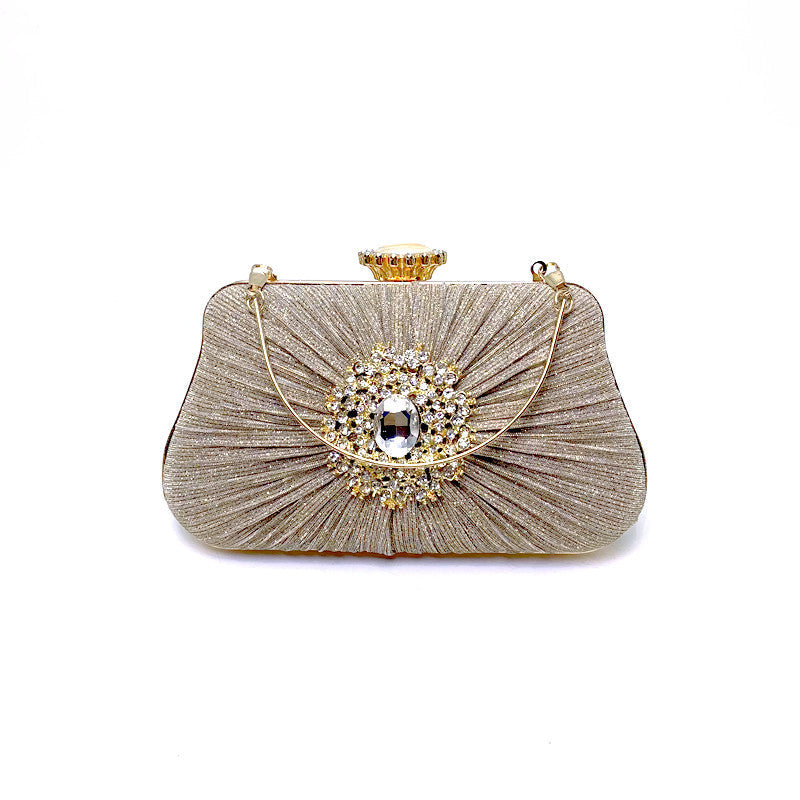 Women's Fashion Dinner Pleated Diamond Rhinestone Banquet Wedding Evening Bags
