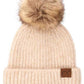 C.C Classic Rib Beanie With Faux Fur Pom