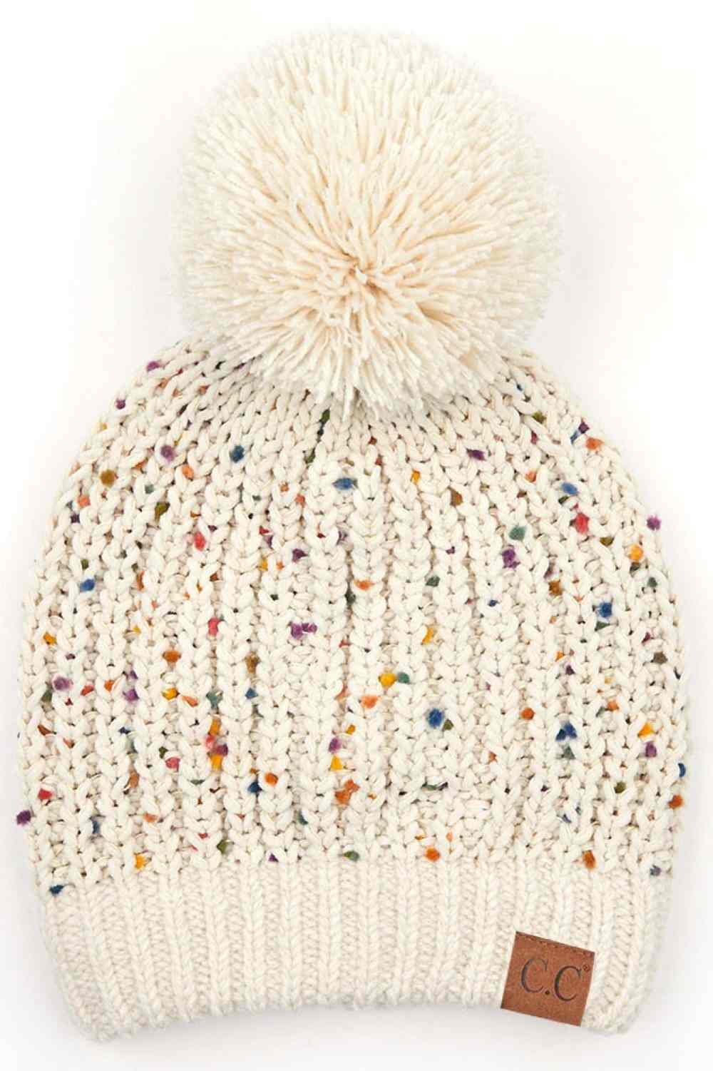 C.C Confetti Chenille Knit Pom Beanie