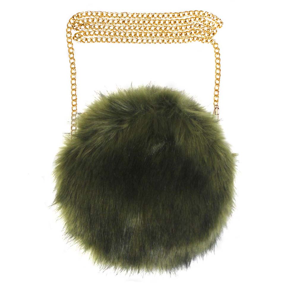 Faux Fur Round Crossbody Bag