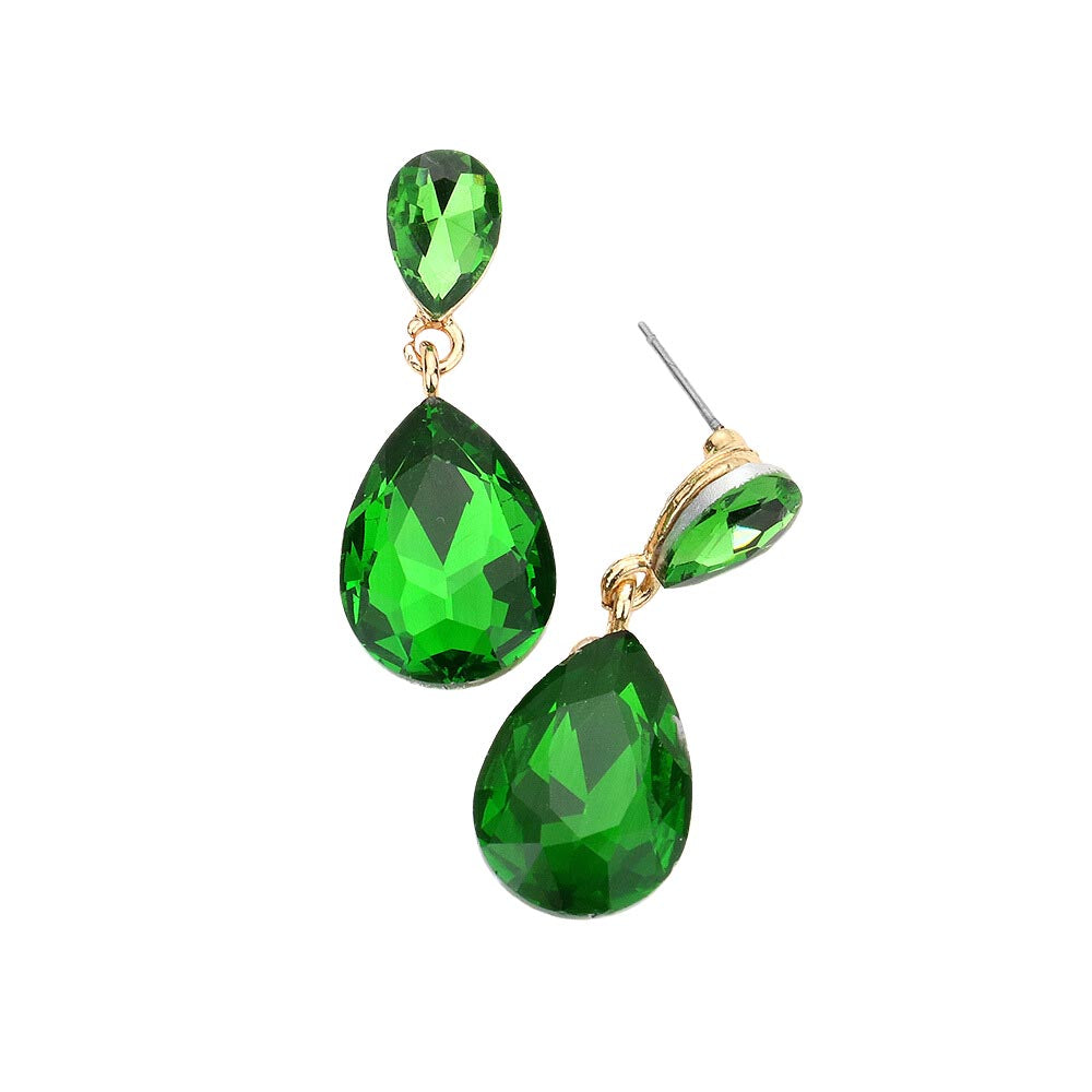 Women's Glass Crystal Teardrop Dangle Earrings