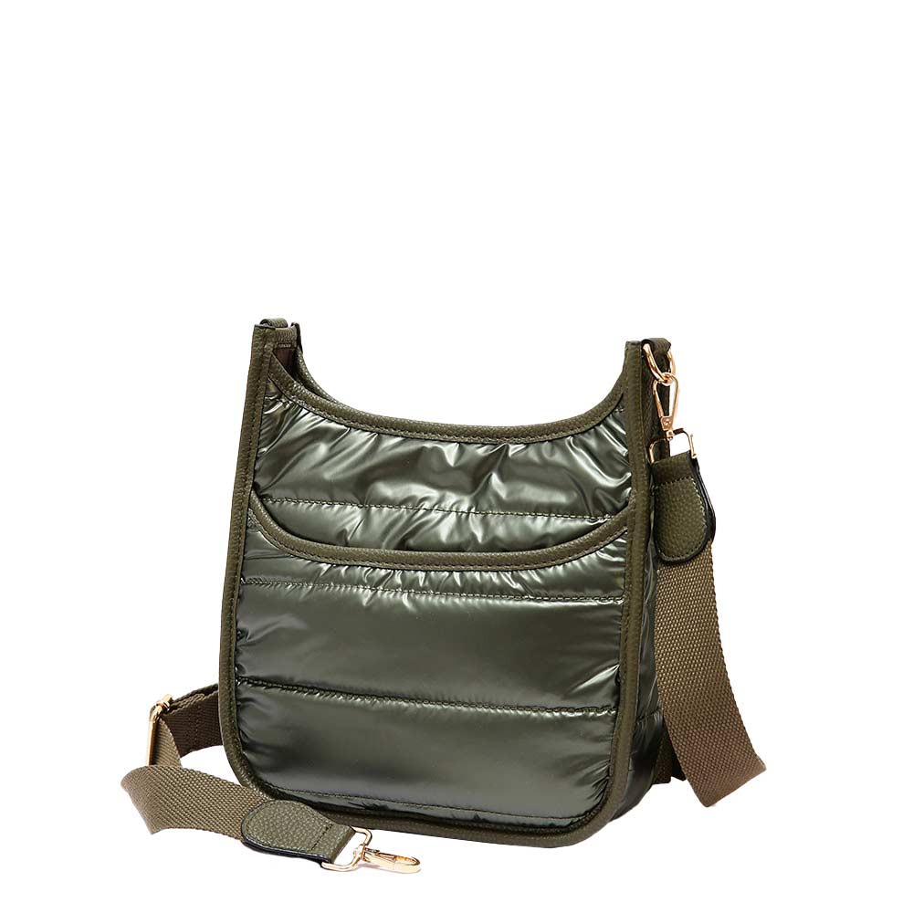Solid Quilted Shiny Puffer Mini Crossbody Bag
