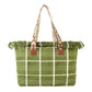 Top Fringe Pointed Check Patterned Tote Bag