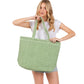 Women's Solid Crochet Straw Tote Bag / Beach