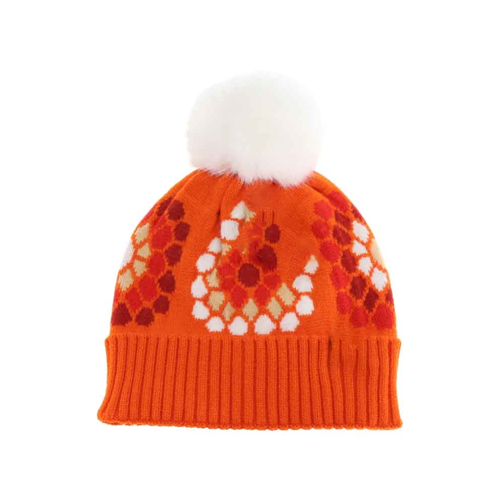 Flower Pattern Pom C.C Beanie
