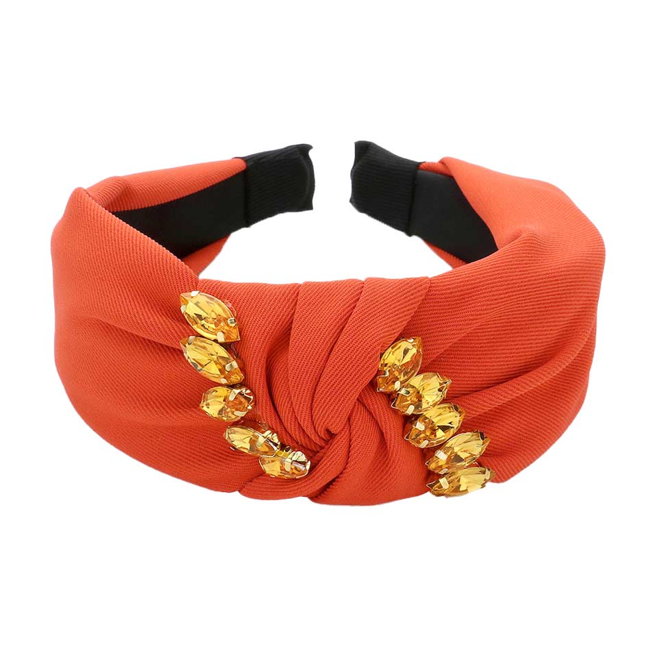 Marquise Stone Embellished Knot Burnout Headband