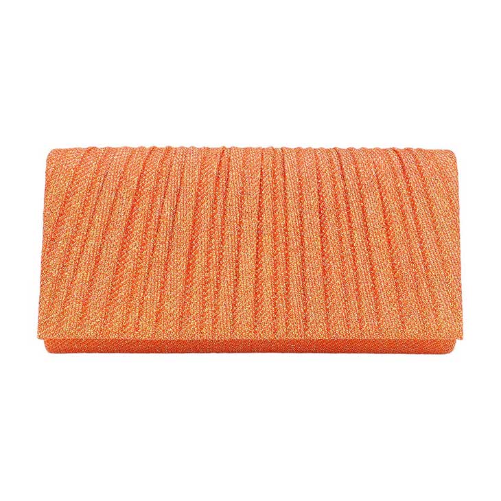 Pleated Shimmery Evening Clutch Crossbody Bag