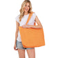 Women's Solid Crochet Straw Tote Bag / Beach