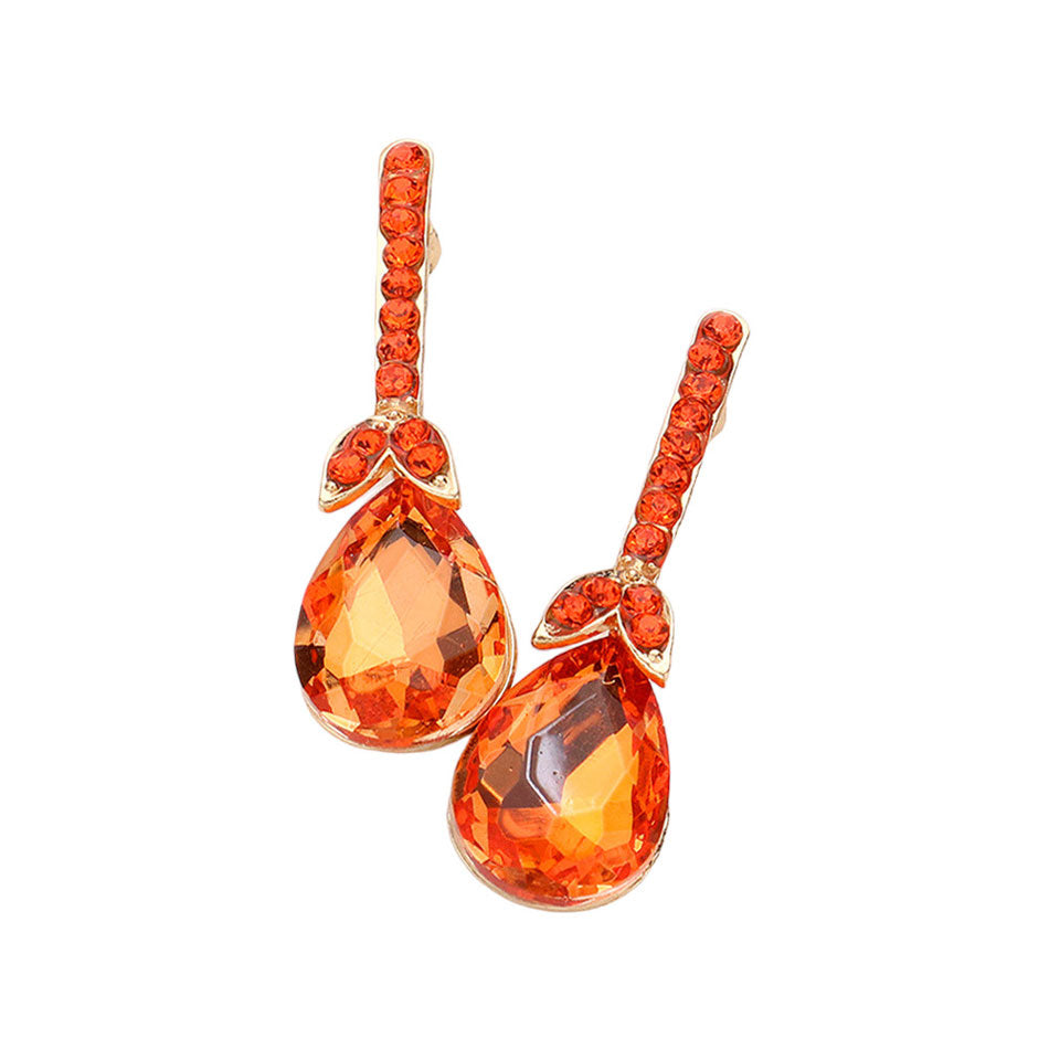 Teardrop Stone Accented Evening Earrings