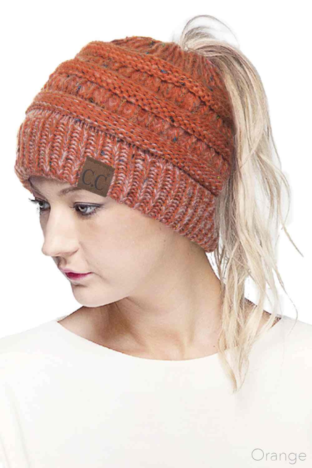 C.C Ombre Confetti Messy Bun Ponytail Beanie