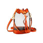 Solid Faux Leather Transparent Bucket Bag