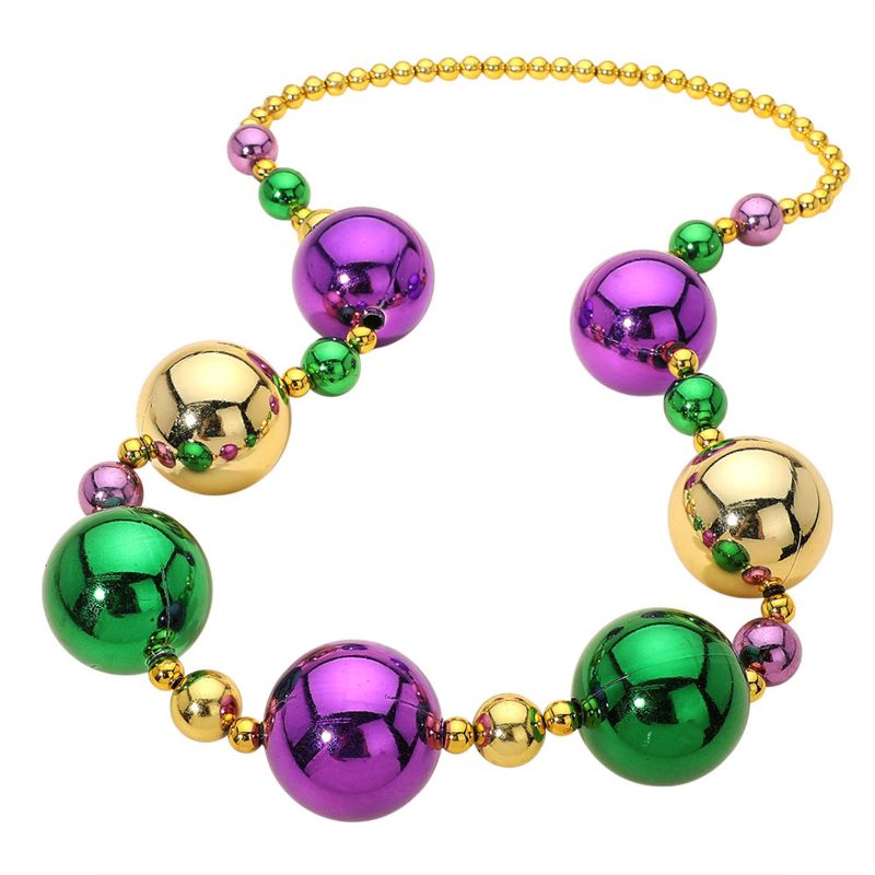 Women's Oversized Mardi Gras Beads Long Statement Necklace