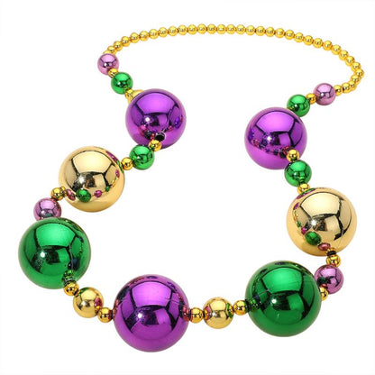 Women's Oversized Mardi Gras Beads Long Statement Necklace