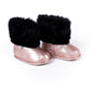 Rose Gold Faux-Fur Barefoot Boot Topper | Ozznek Removable Sole Shoes
